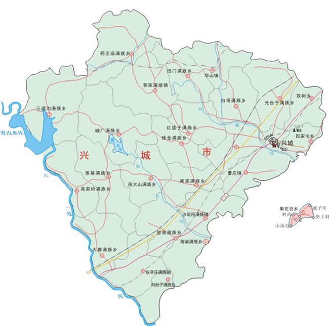 中国辽宁兴城市地图矢量模板下载(图片编号:1