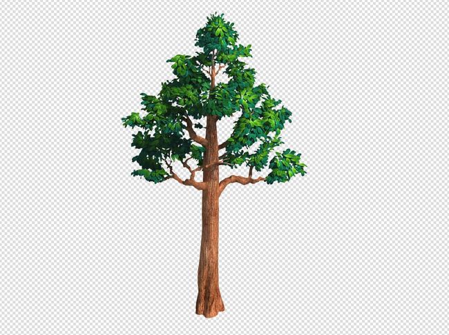 Q版三维可爱卡通场景树木植物绿叶小树模板下