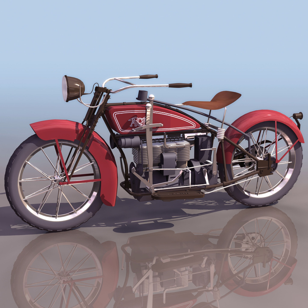 老式古董摩托车3DS模型模板下载(图片编号:1
