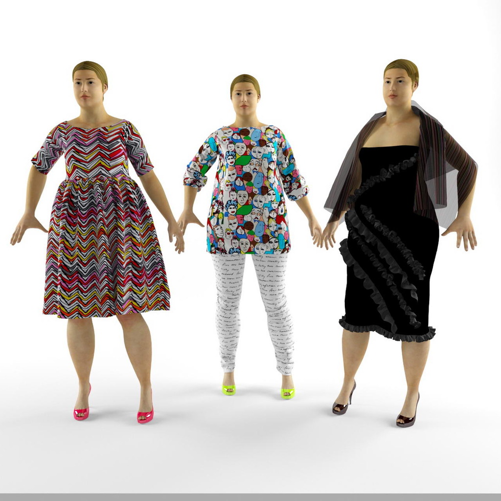 3D模型时尚中年女模特模型模板下载(图片编号