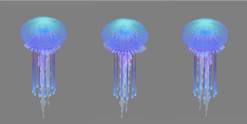 科幻Q版三维可爱卡通水下生物章鱼水母模板下