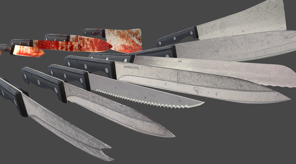 一堆带血迹的刀具厨具模板下载(图片编号:135