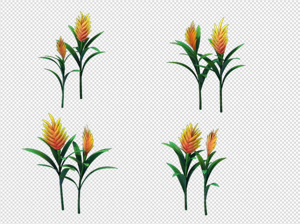 Q版三维可爱卡通场景植物鸡冠花麦穗模型模板