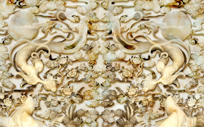 玉雕仙女<em>散花</em>浮雕壁画电视<em>背景</em>墙高清图片下载