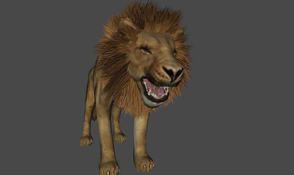 写实游戏动物模型狮子带多套动作FBX模板下载