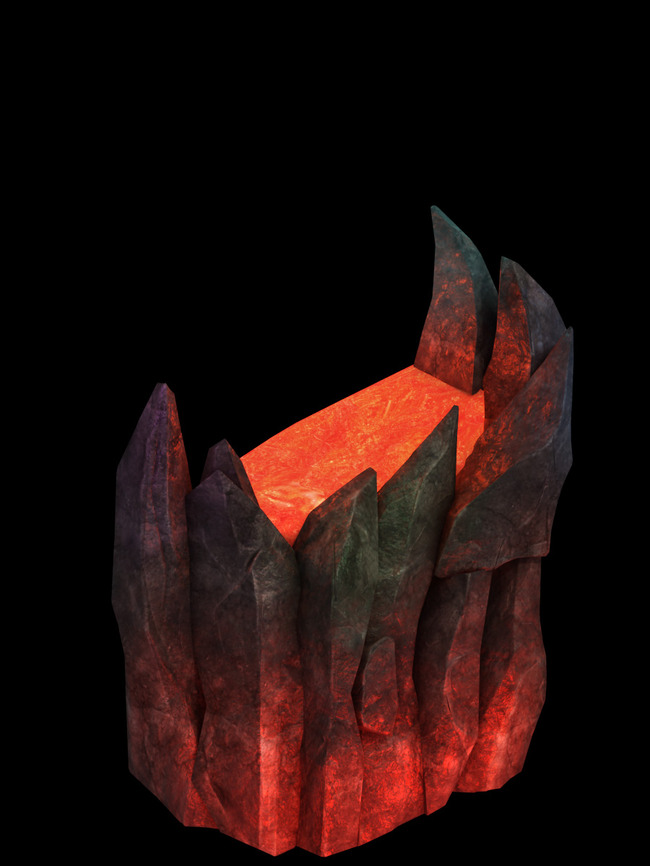 2.5D三维游戏卡通场景黑暗地狱火山石头模板