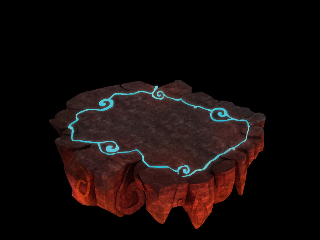 2.5D三维游戏卡通火山场景岩石石头平台模板