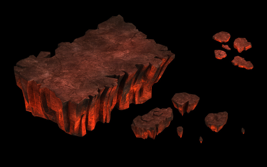 2.5D三维游戏卡通火山岩石石头模板下载(图片