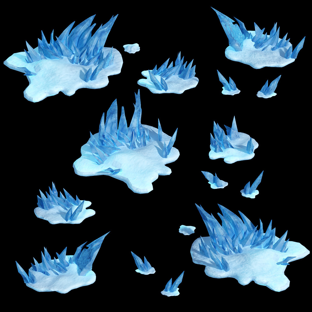 2.5D三维游戏卡通冰柱象牙石模型模板下载(图