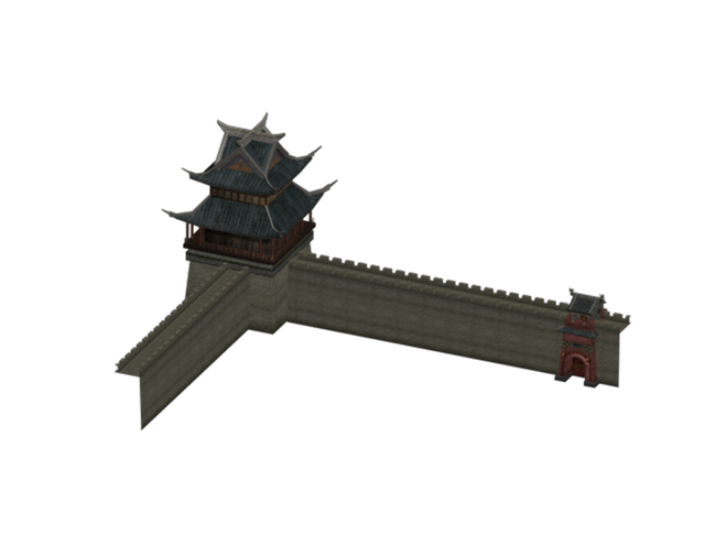 古代城门城建墙游戏模型模板下载(图片编号:1
