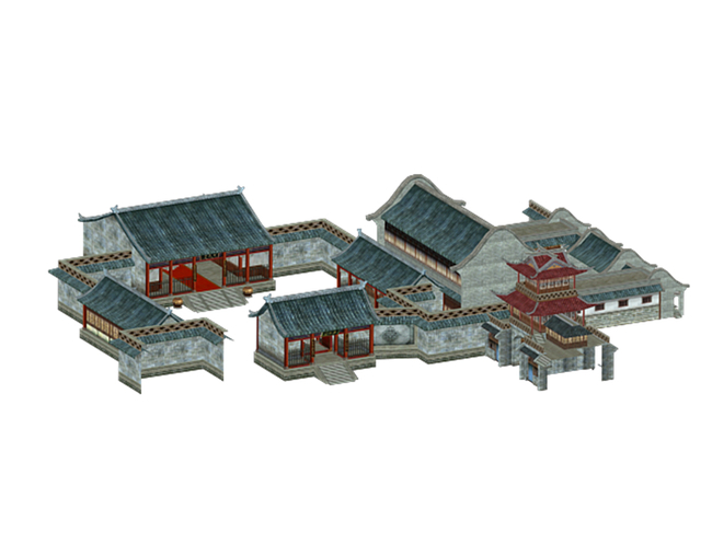 古建衙门游戏场景模型模板下载(图片编号:136
