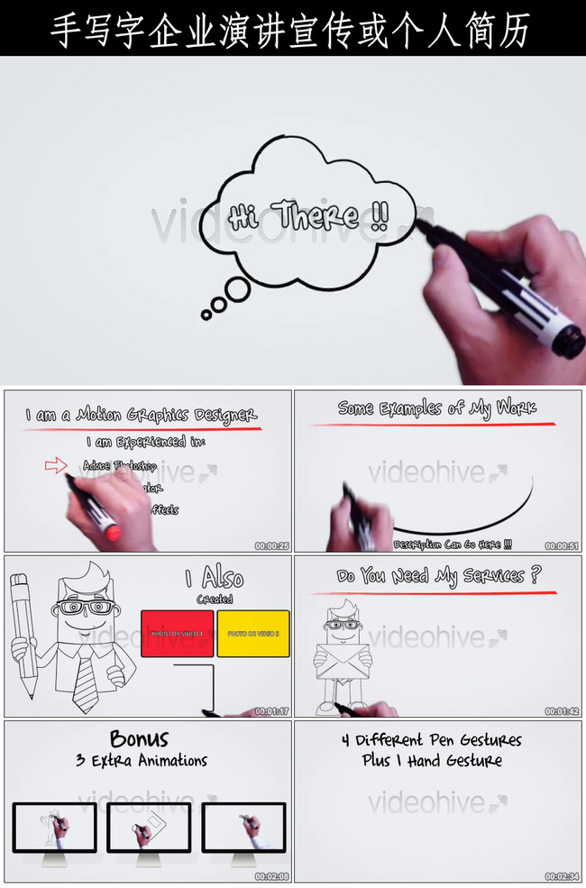 手写字企业演讲宣传或个人简历图片