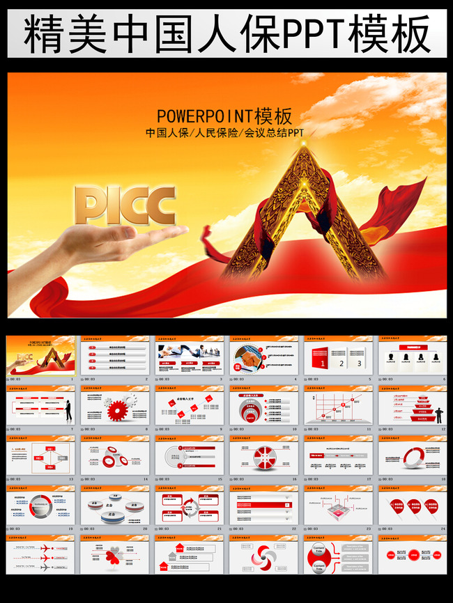 精美PICC人民保险公司汇报PPT模板模板下载