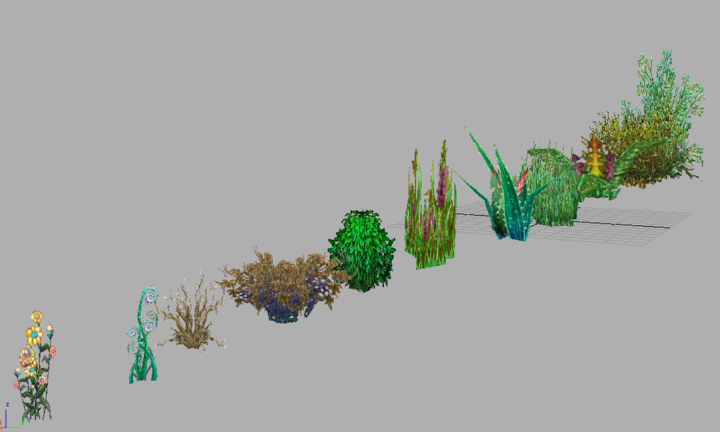 写实原画风格游戏模型低模花草植物模板下载(