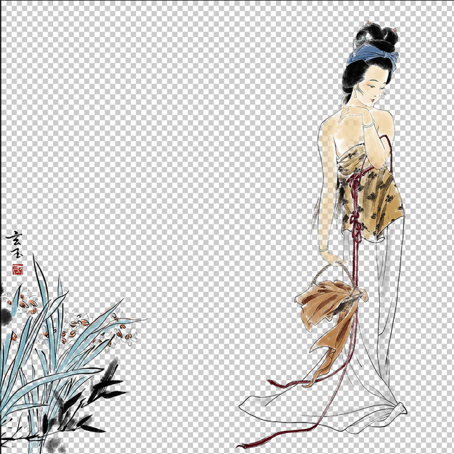 背景墙|装饰画美女风景画水墨画>中国古代四大美女西施浣纱图psd手机游戏找茬山水图片
