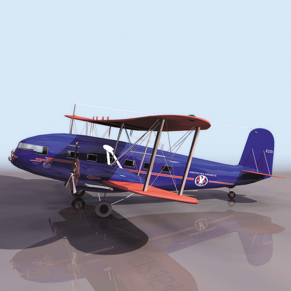 CURTISS蓝色战斗飞机模型模板下载(图片编号