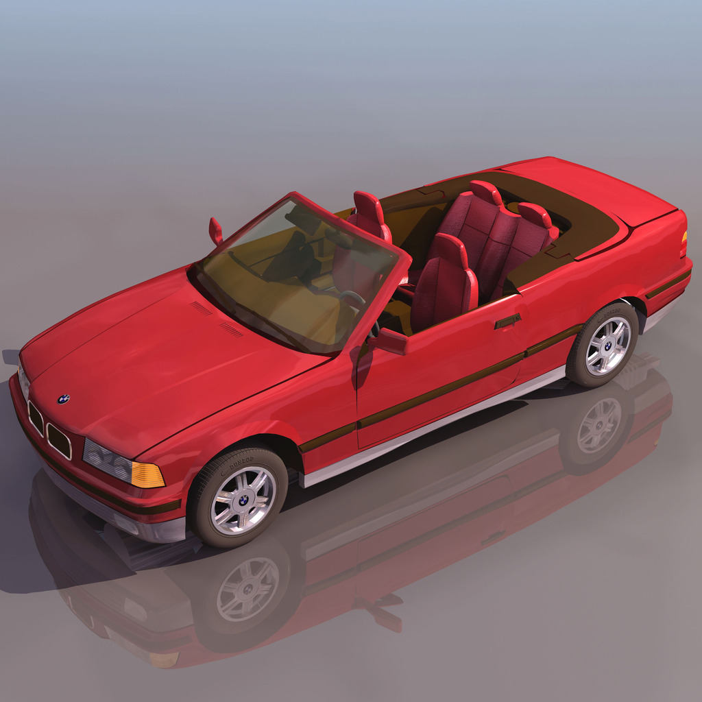 红色宝马bmw325i敞篷车3D模型下载模板下载