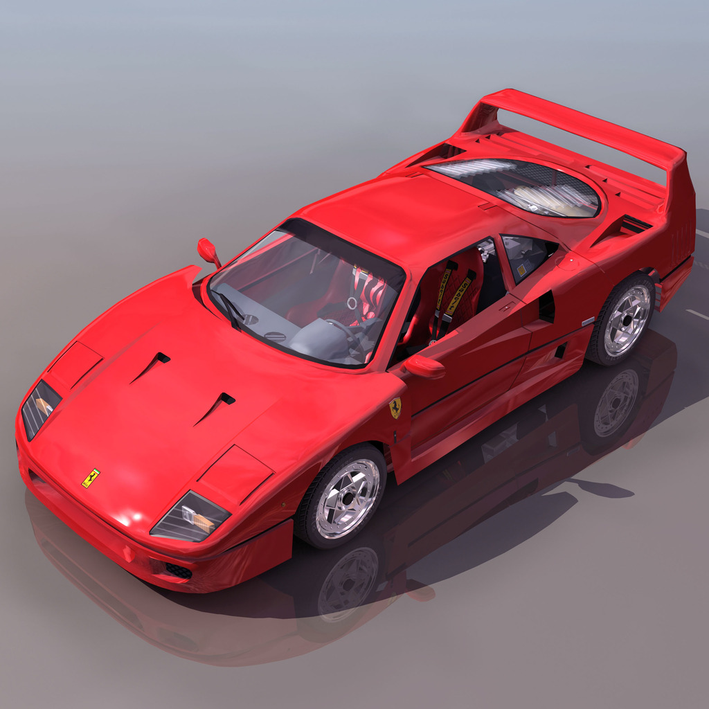 红色法拉利F40豪车3D模型下载模板下载(图片