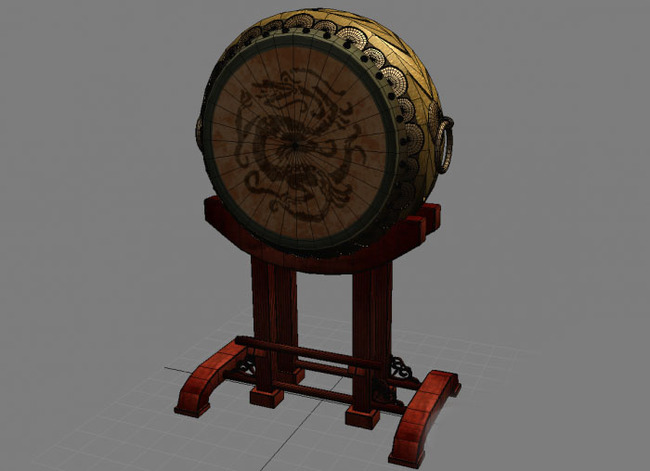 游戏古代战鼓3D模型模板下载(图片编号:1366