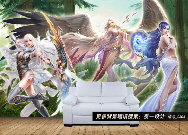 0303<em>美女</em>翅膀<em>女神女神联盟</em>天使白发<em>美女</em>高清