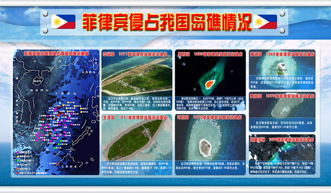 菲律宾侵占我国岛礁情况宣传展板模板下载(图