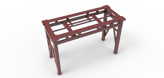 实木桌子骨架proe模型模板下载(图片编号:136