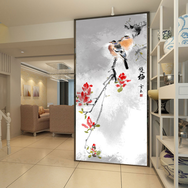 玉兰黄莺双息图玄关装饰画PSD分层图高清图