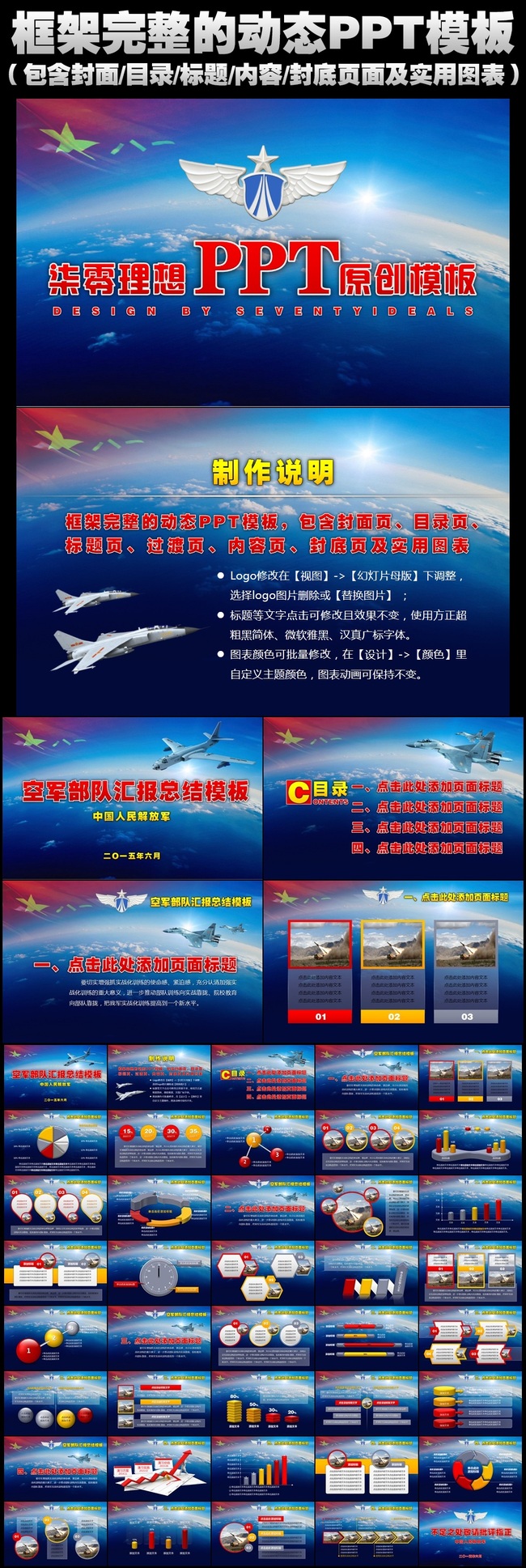 空军部队军事党建工作汇报总结通用PPT模板下