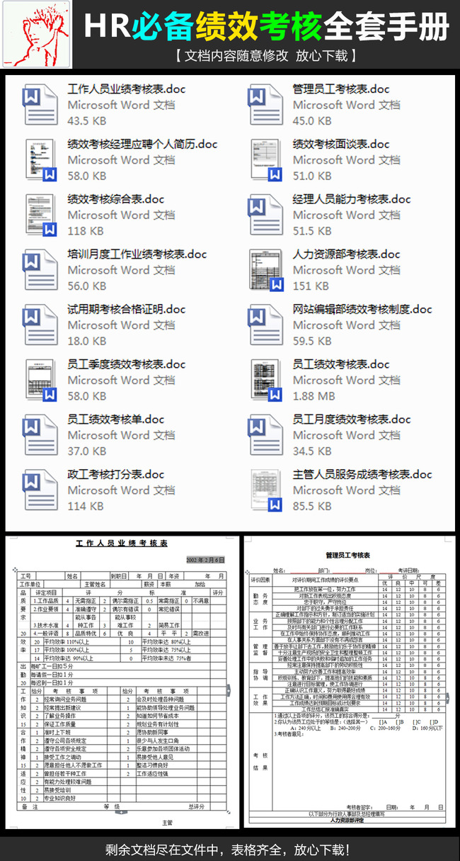 人力资源HR必备绩效考核全套手册word模板下