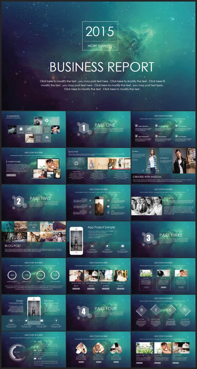 星空主题超震撼商务通用动态ppt模板图片