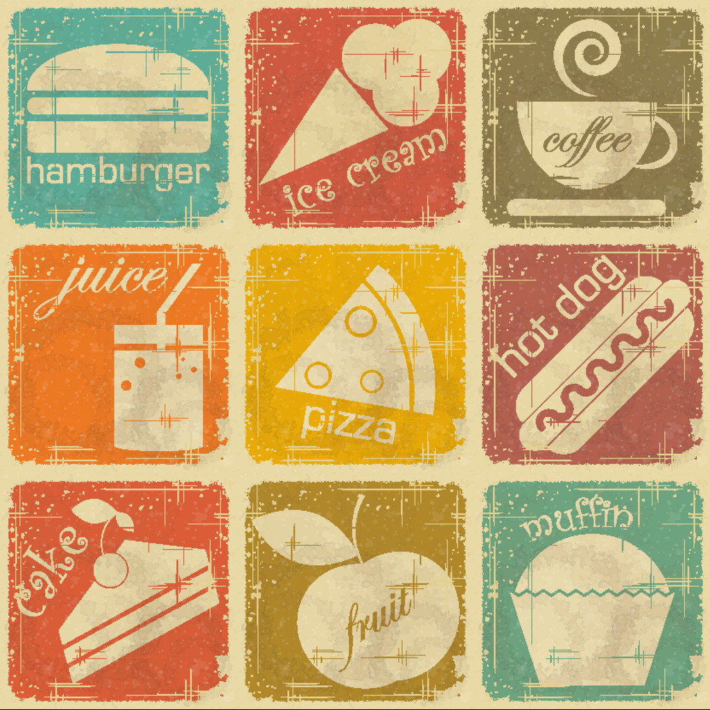 复古餐饮酒店创意图标海报模板下载(图片编号