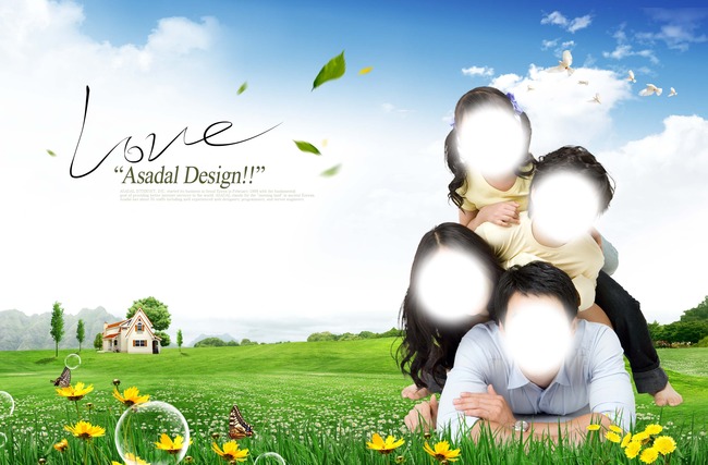 韩版和谐家庭美丽中国梦创新展板模板下载(图