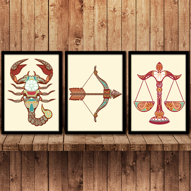 十二星座天蝎射手水瓶有框画装饰画高清图片下