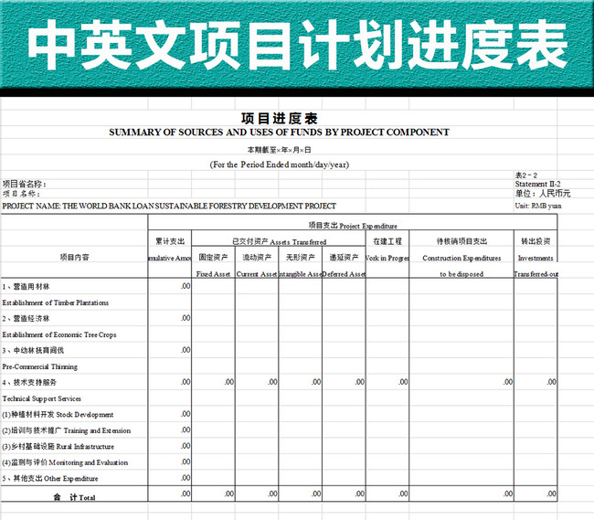 企业公司项目计划进度报表excel模板模板下载