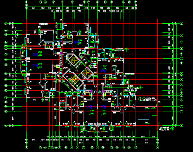 建筑户型平面图36CAD天正建筑T20模板下载(
