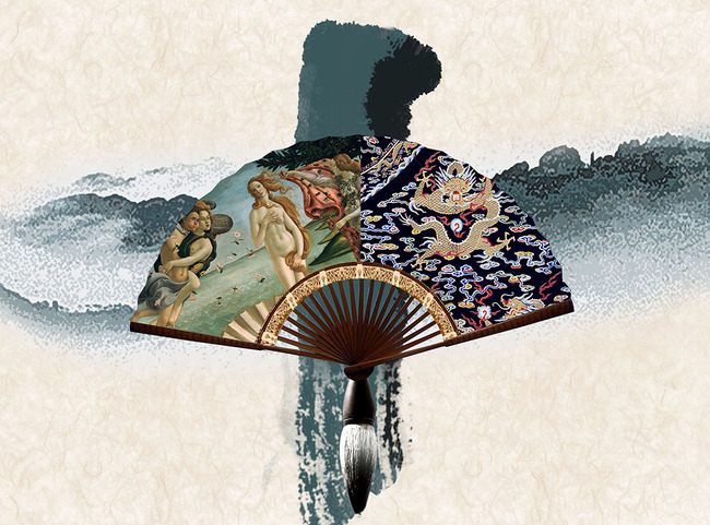 中西方文化融合冲撞海报设计模板下载(图片编