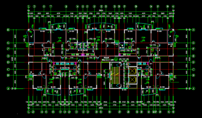 建筑户型平面图37CAD天正建筑T20模板下载(