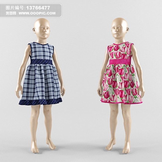 3D模型时尚女模特儿童模型模板下载(图片编号