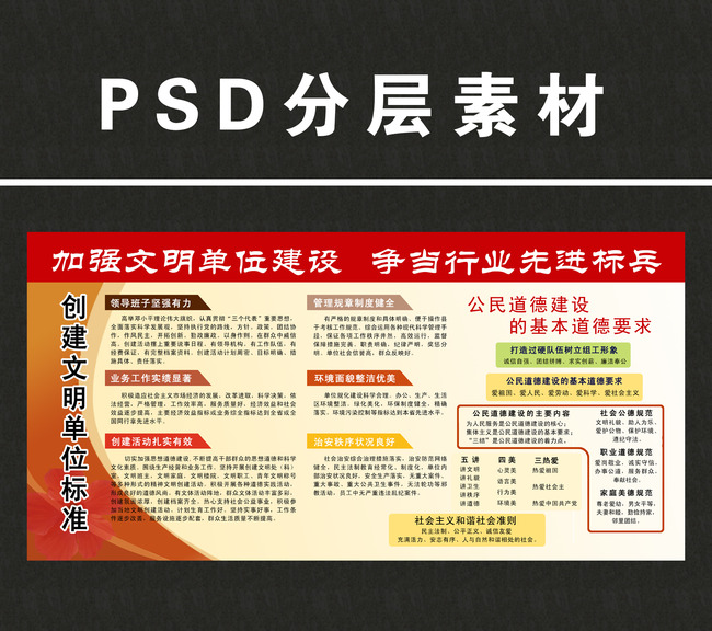 文明单位创建展板模板下载(图片编号:1378457