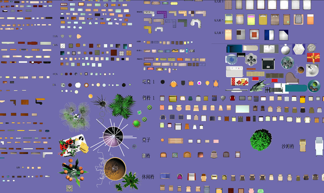 PSD分层户型图块彩平图库模板下载(图片编号