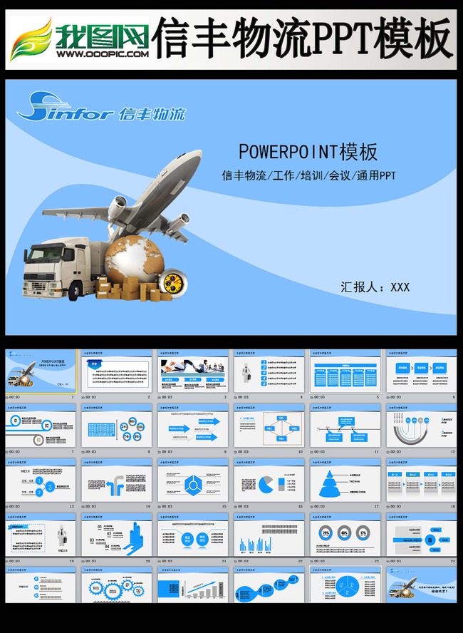 物流运输信丰物流会议培训通用PPT模板模板下