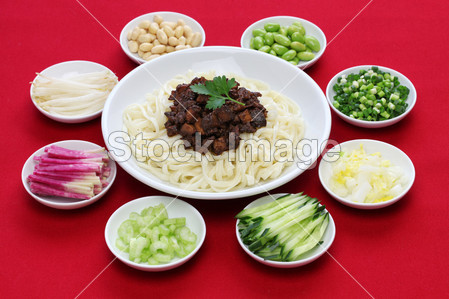 Zha jiang mian(Beijing style), chinese noodle cu