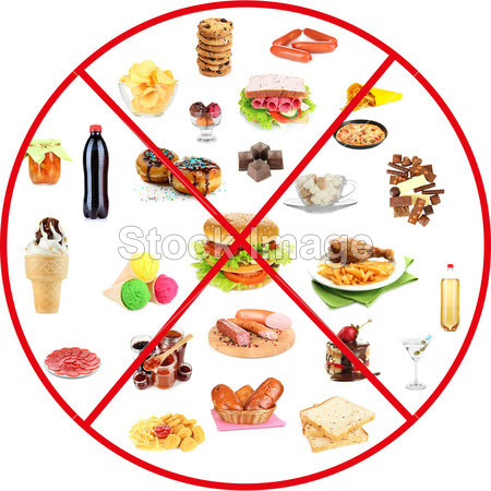 不健康的食物的抽象拼贴画图片素材(图片编号