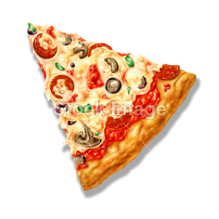 披萨三角形形状,与马苏里拉奶酪和几个成分(图