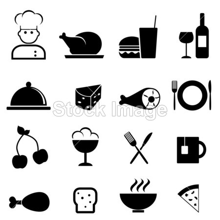 美食 图形 火腿 汉堡 冰 图标 插图 孤立的 刀 比萨 板 餐厅 集图片