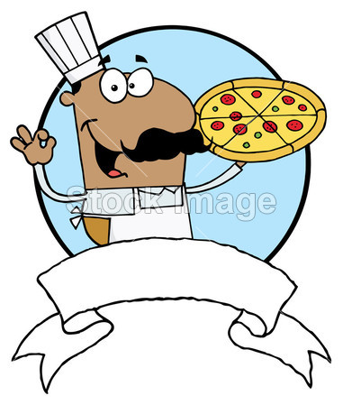 西班牙裔美国人比萨厨师与他完美的馅饼图片素