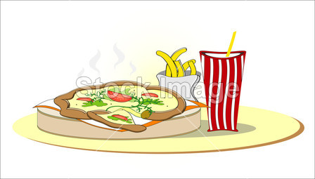 披萨配薯条和可乐图片素材(图片编号:5006544