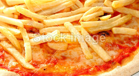 Original Neapolitan pizza with French fries and 