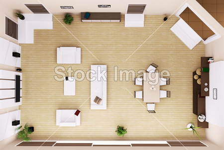 客厅室内顶视图 3d 渲染图片素材(图片编号:50