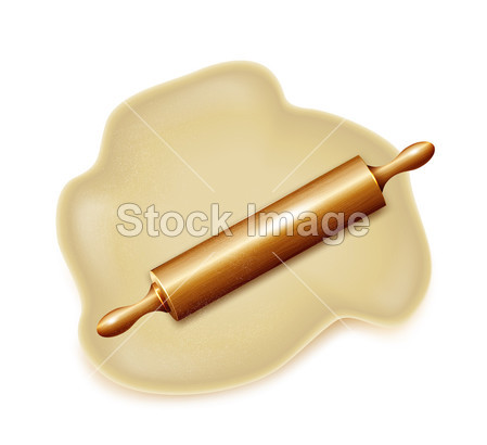 Dough with rolling pin. Vector图片素材(图片编号